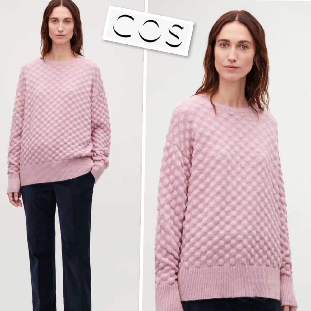 COS Women's Pink Bobble-stitch Jumper Sweater Pullover Size XS